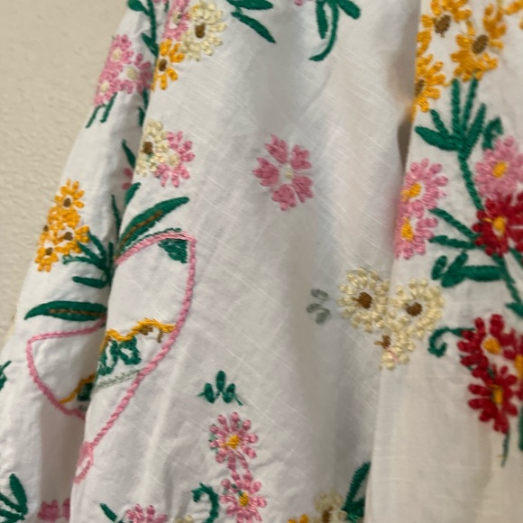 Anthropologie Deep V Floral Embroidered Cut Out Mini Dress size L - Picture 5 of 10